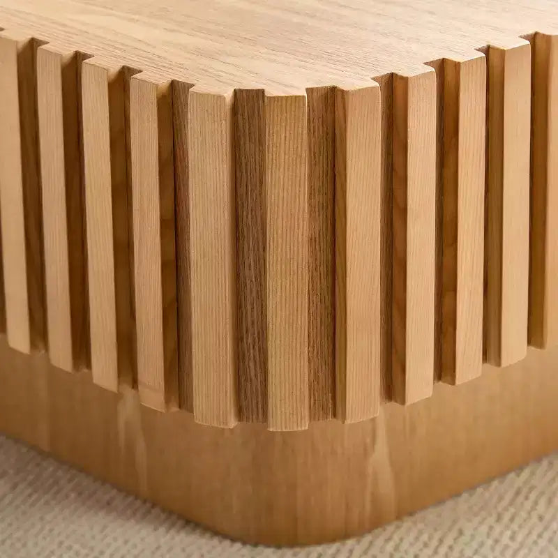 Table basse carrée beige, Piètement central, 80 cm, 1 personne
