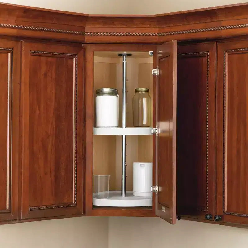 Meuble de rangement d'angle Lazy Susan à 2 étagères blanc, à cercle complet – Convient à 1 meuble