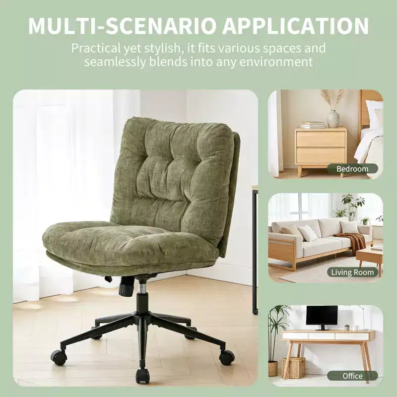 Chaise de vanité pivotante en chenille, style pieds croisés, réglable en hauteur, 1 personne