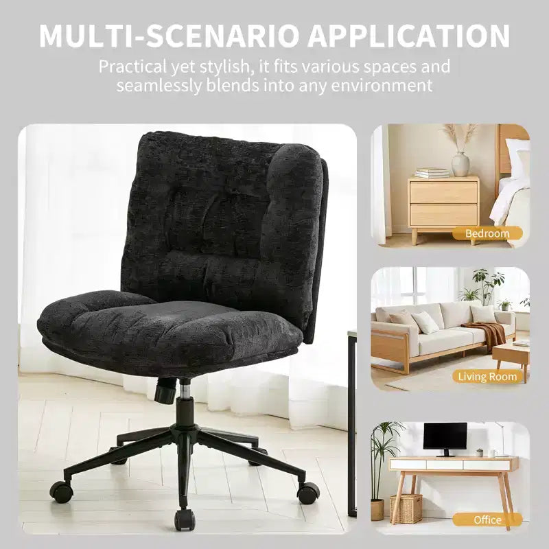 Chaise de vanité pivotante en chenille, style pieds croisés, réglable en hauteur, 1 personne