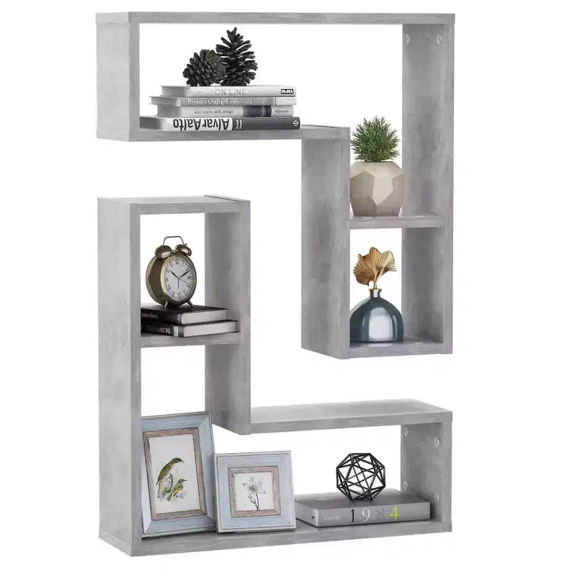 Étagère murale carrée gris béton, lot de 2 – Bois composite, Intérieur