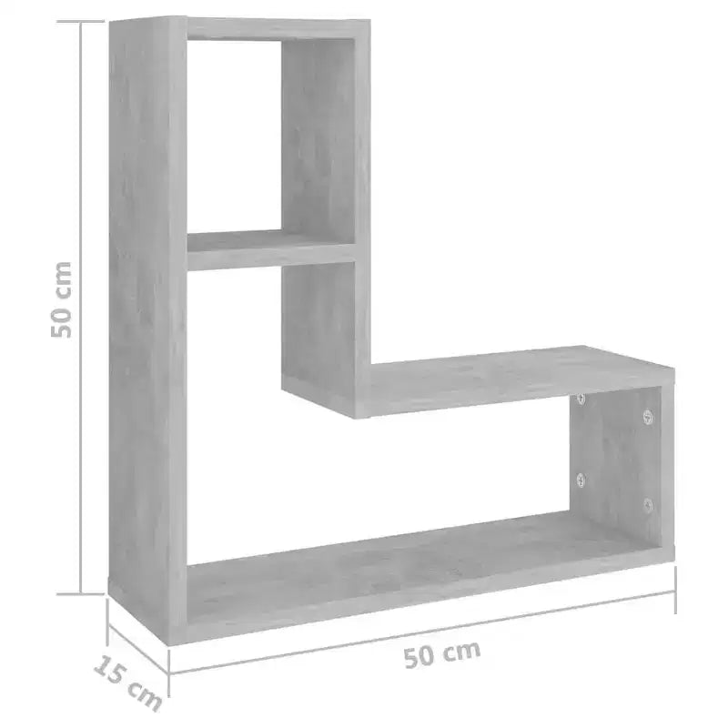 Étagère murale carrée gris béton, lot de 2 – Bois composite, Intérieur