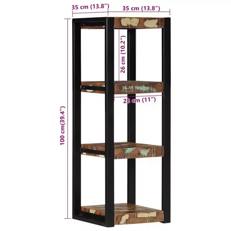 Étagère murale en bois recyclé multicolore – Carrée, 3 niveaux, à fixer au mur