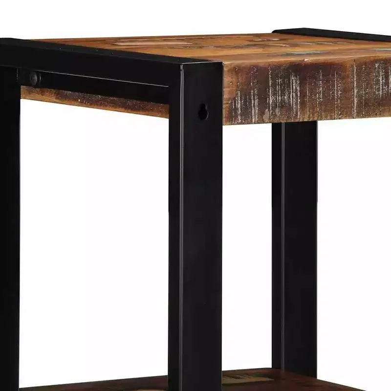 Étagère murale en bois recyclé multicolore – Carrée, 3 niveaux, à fixer au mur