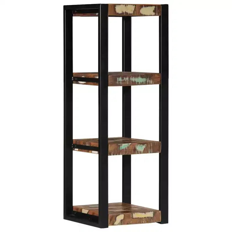Étagère murale en bois recyclé multicolore – Carrée, 3 niveaux, à fixer au mur