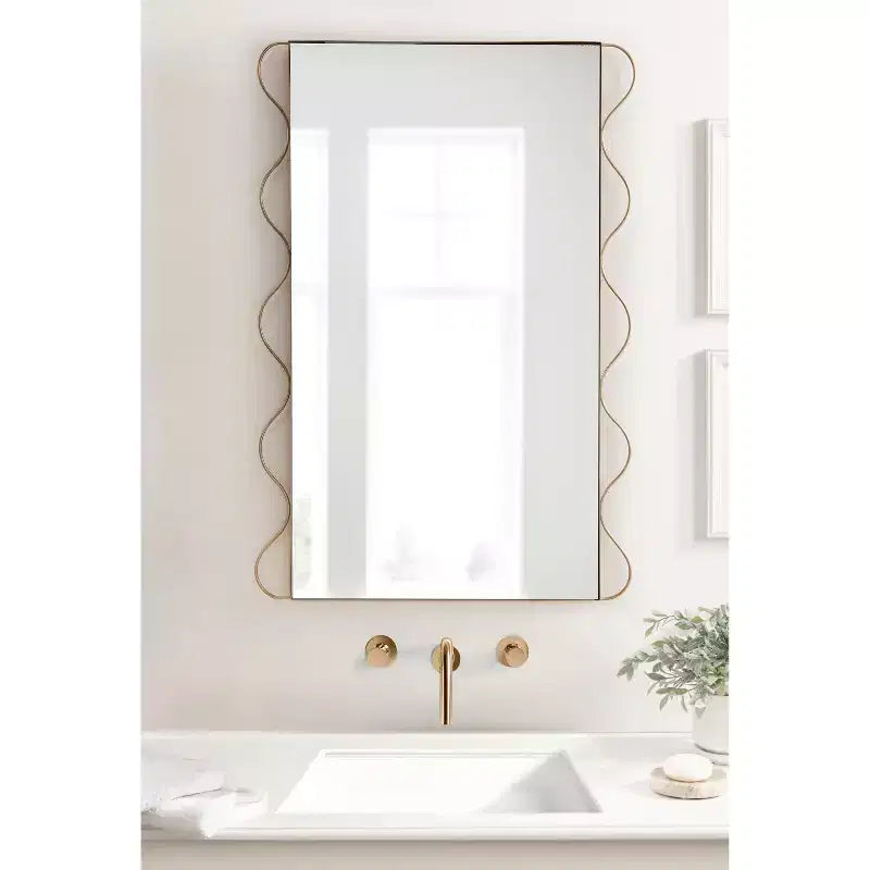 Miroir mural ondulé – Or, 24x36, 1 personne