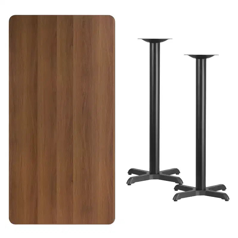 Table rectangulaire hauteur bar 30"x60" – Noir / Acajou / Naturel / Noyer, Capacité : jusqu'à 6 personnes