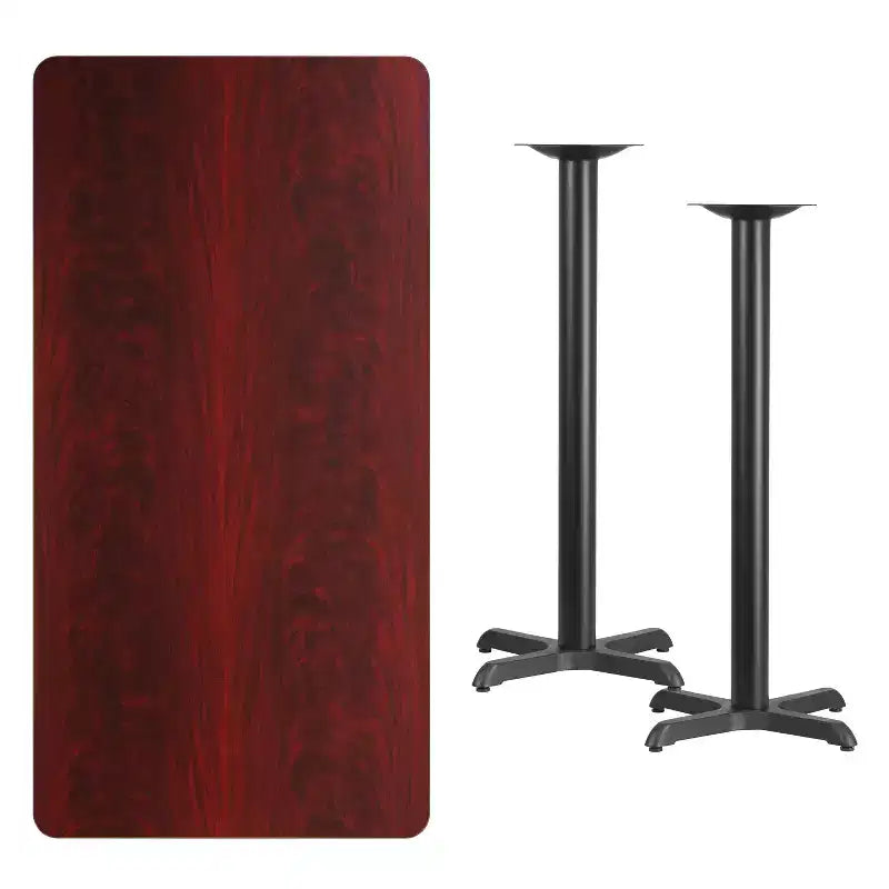 Table rectangulaire hauteur bar 30"x60" – Noir / Acajou / Naturel / Noyer, Capacité : jusqu'à 6 personnes