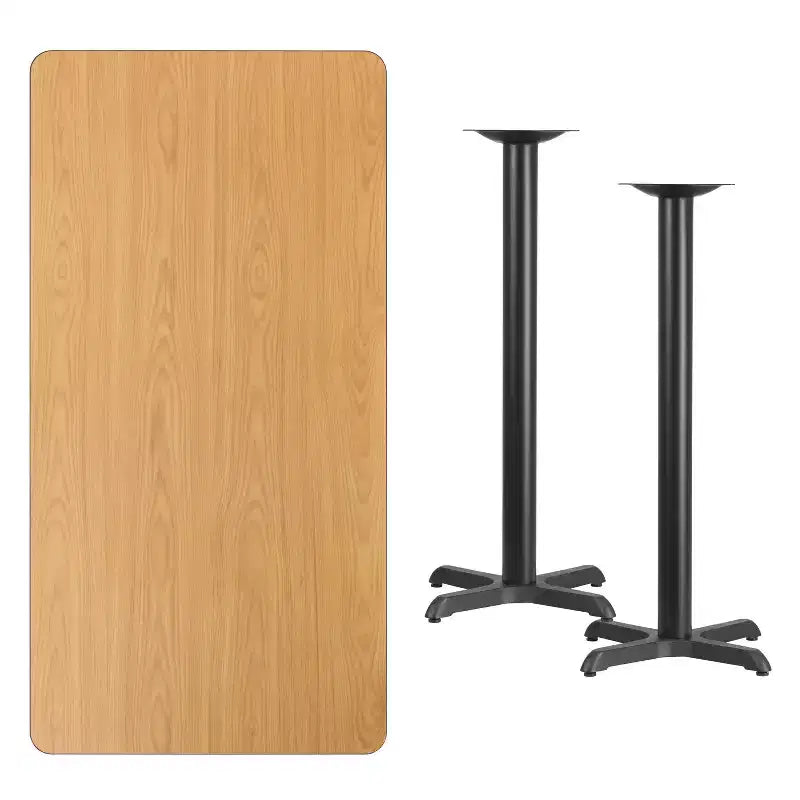 Table rectangulaire hauteur bar 30"x60" – Noir / Acajou / Naturel / Noyer, Capacité : jusqu'à 6 personnes