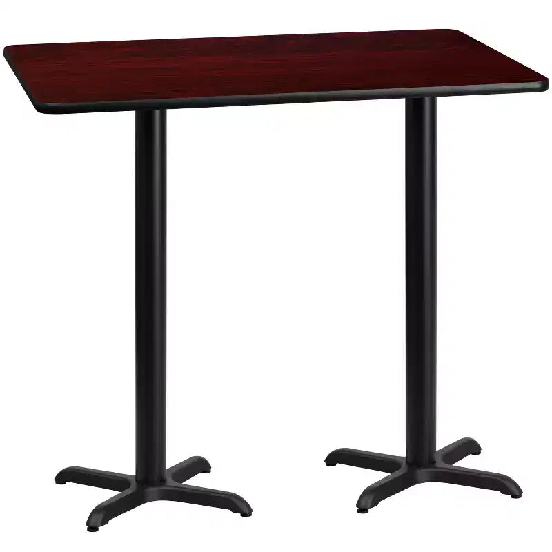 Table rectangulaire hauteur bar 30"x60" – Noir / Acajou / Naturel / Noyer, Capacité : jusqu'à 6 personnes
