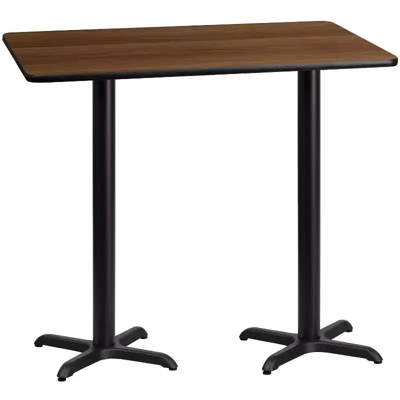 Table rectangulaire hauteur bar 30"x60" – Noir / Acajou / Naturel / Noyer, Capacité : jusqu'à 6 personnes