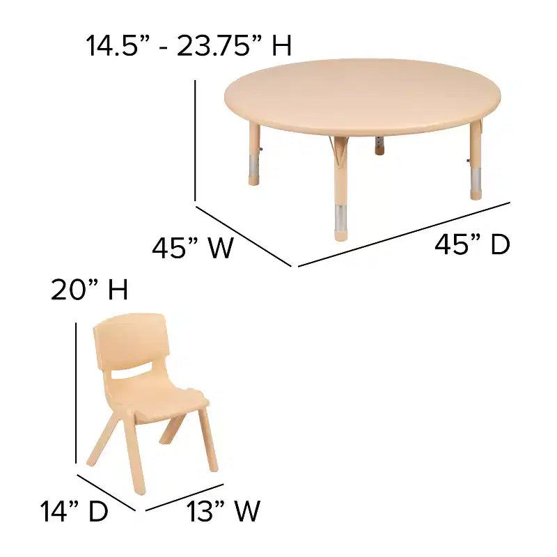 Ensemble de table d'activités ronde bleue réglable en hauteur pour enfants avec 2 chaises, 2 personnes