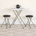 Tabouret pliant noir, cadre en métal argenté, 1 place