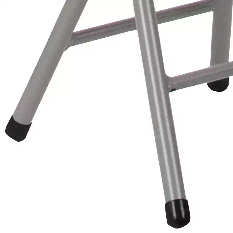 Tabouret pliant noir, cadre en métal argenté, 1 place