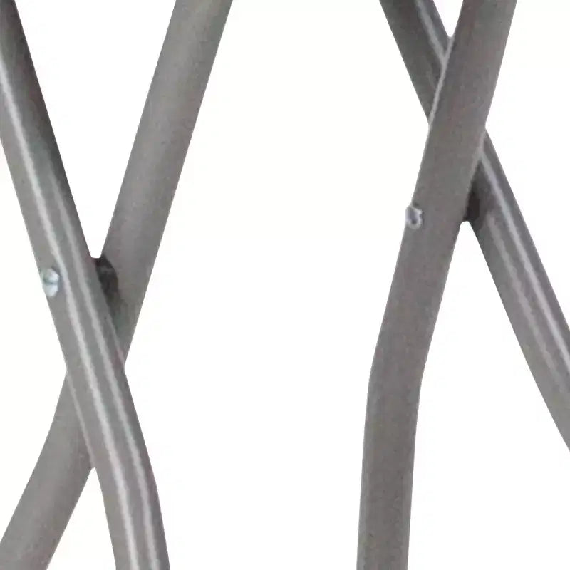 Tabouret pliant noir, cadre en métal argenté, 1 place