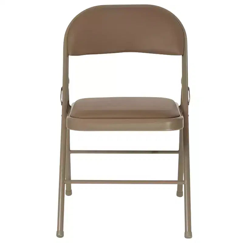 Chaise pliante rembourrée en vinyle beige/gris – Lot de 2