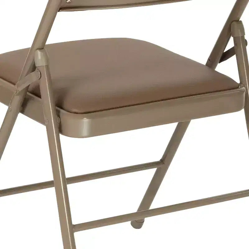 Chaise pliante rembourrée en vinyle beige/gris – Lot de 2