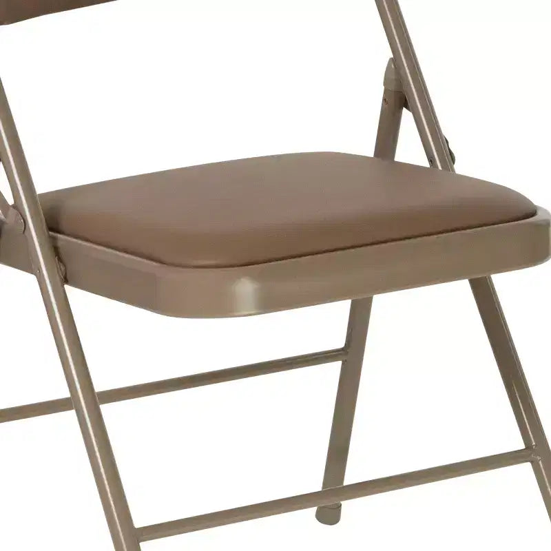 Chaise pliante rembourrée en vinyle beige/gris – Lot de 2