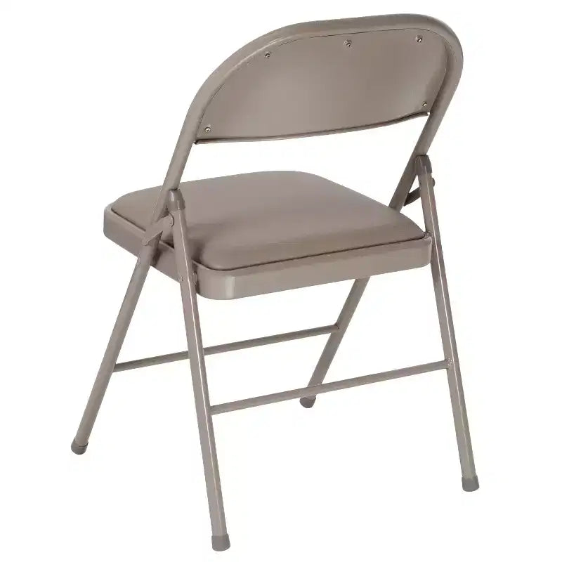 Chaise pliante rembourrée en vinyle beige/gris – Lot de 2