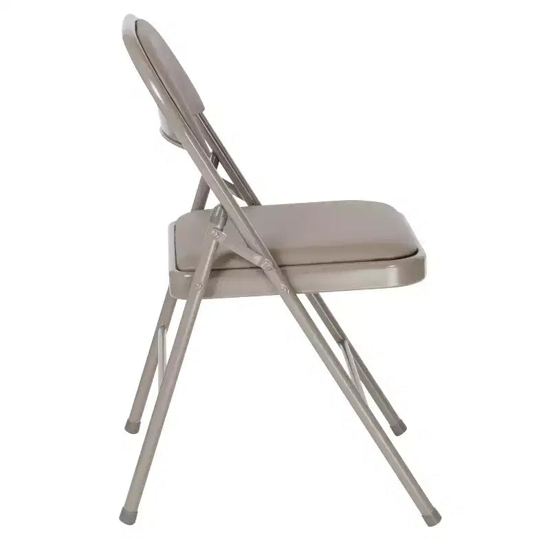 Chaise pliante rembourrée en vinyle beige/gris – Lot de 2