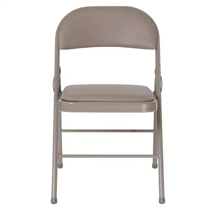 Chaise pliante rembourrée en vinyle beige/gris – Lot de 2