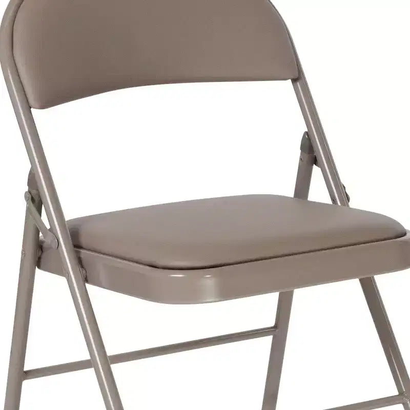 Chaise pliante rembourrée en vinyle beige/gris – Lot de 2