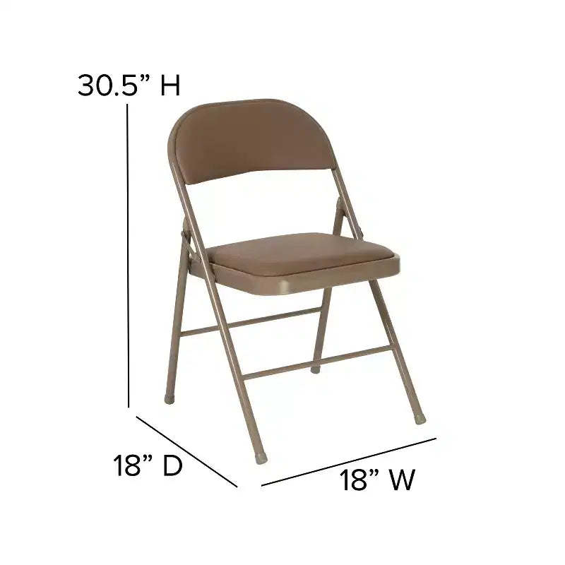 Chaise pliante rembourrée en vinyle beige/gris – Lot de 2
