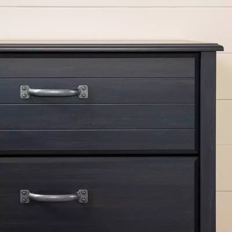 Commode double 6 tiroirs – Bleu myrtille/Chêne automne, pour 1 personne
