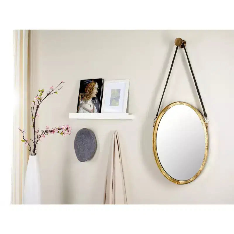 Miroir Mural Ovale – Or vieilli, Cadre en fer, Unique
