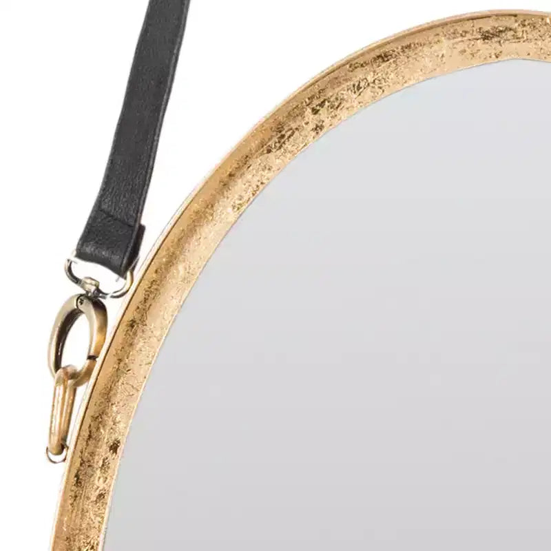 Miroir Mural Ovale – Or vieilli, Cadre en fer, Unique