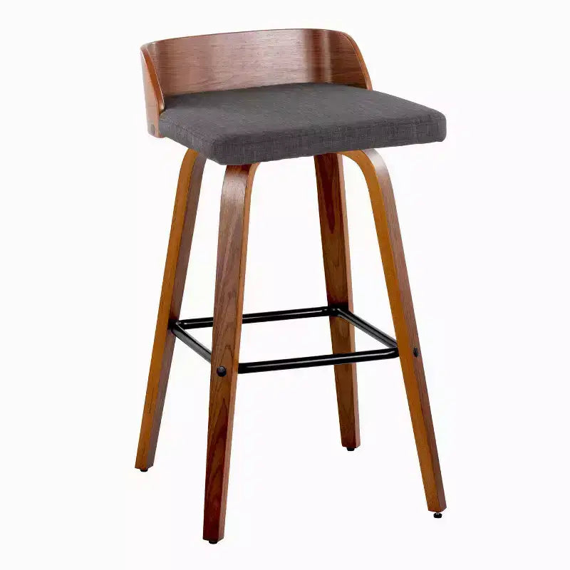 Tabouret de bar pivotant rembourré noir, dossier mi-hauteur, sans accoudoirs, lot de 2