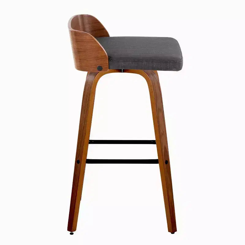 Tabouret de bar pivotant rembourré noir, dossier mi-hauteur, sans accoudoirs, lot de 2