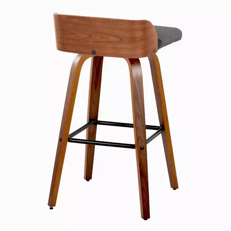 Tabouret de bar pivotant rembourré noir, dossier mi-hauteur, sans accoudoirs, lot de 2