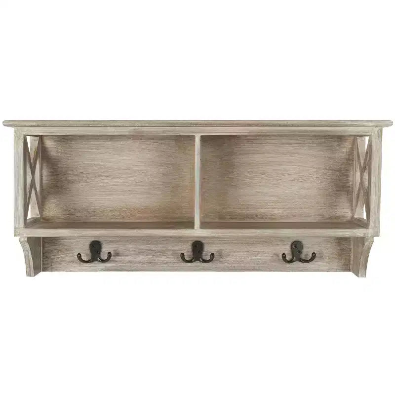 Étagère murale cerise / blanc vintage / blanche avec crochets et étagères – Style traditionnel, foyer d'une personne